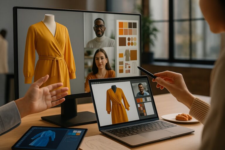 3D textile visualization on the S2G XR configurator, displayed on a tablet screen.