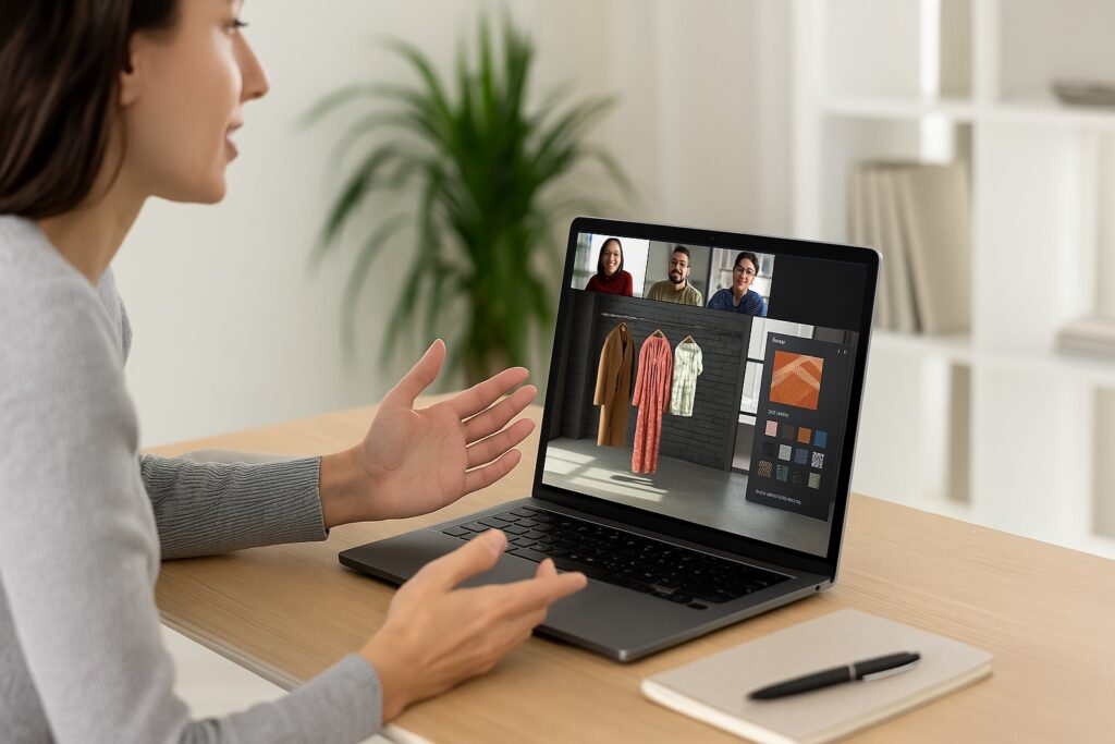 Demonstration of a 3D textile configurator on a laptop via the S2G XR platform.