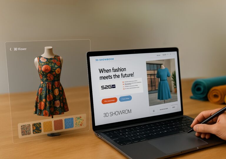 Remote presentation of a textile collection via S2G XR virtual showroom.